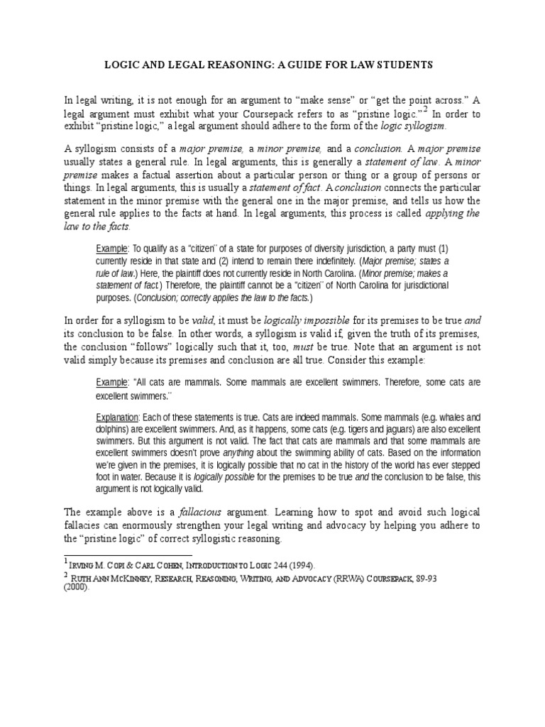 legal reasoning pdf deductive reasoning in law